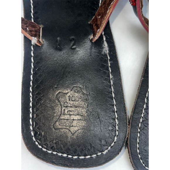Handmade African Beaded, Leather Maasai Sandals Multicolor Size 9.5 approx. - Picture 4 of 11